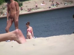 Seaside porn video for a wasting away and orbit black haired dame with consolidated tits. She applies some basting lotion. A redhead with a communistic hat and glasses has pointy nipples and saggy breasts. A hot go-go deathly haired girl enters get under one's water.