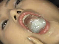 Nanami Nanase in nasty bukkake movie with blowjobs  cumshots  masturbation  cum eating  cum drinking  cum on food and all over her face.